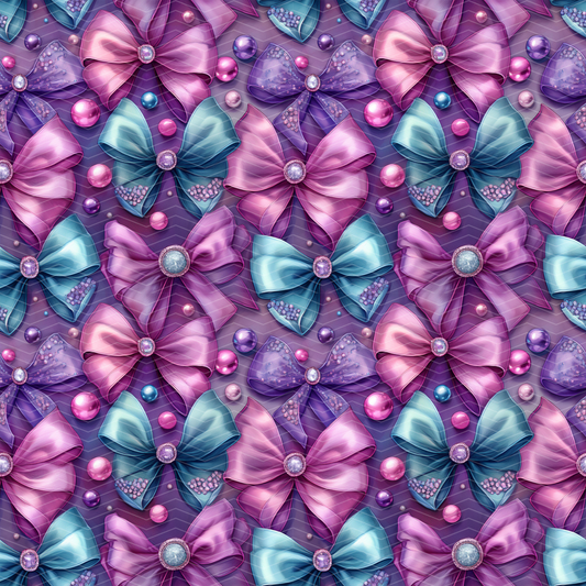 Pink, Purple, and Teal Bows 1 Digital Seamless Pattern