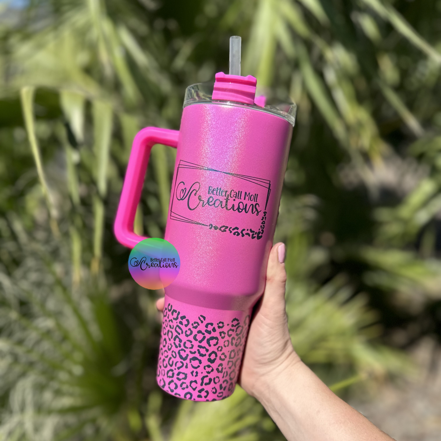 40oz Holographic Shimmer Handle Sublimation Tumbler