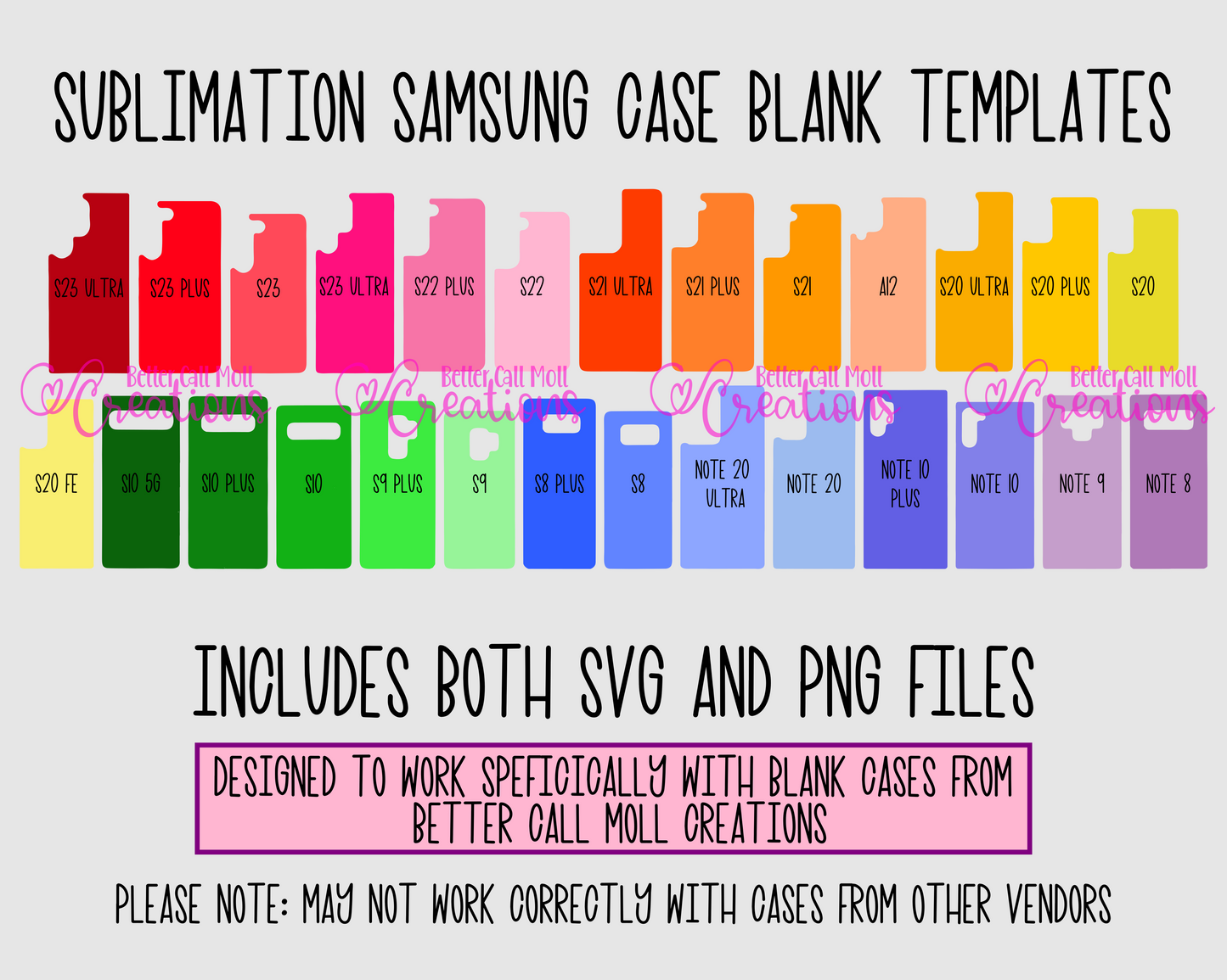 Templates For All Sizes Sublimation Blank Samsung Cases | Digital Download