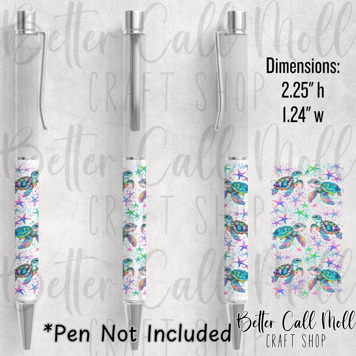 Sea Turtles UV DTF Pen Wrap