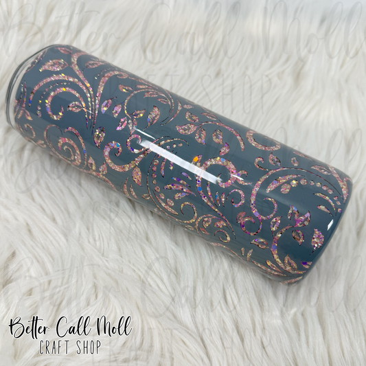 20oz Tooled Leather Peekaboo Insulated Stainless Steel Coated Tumbler