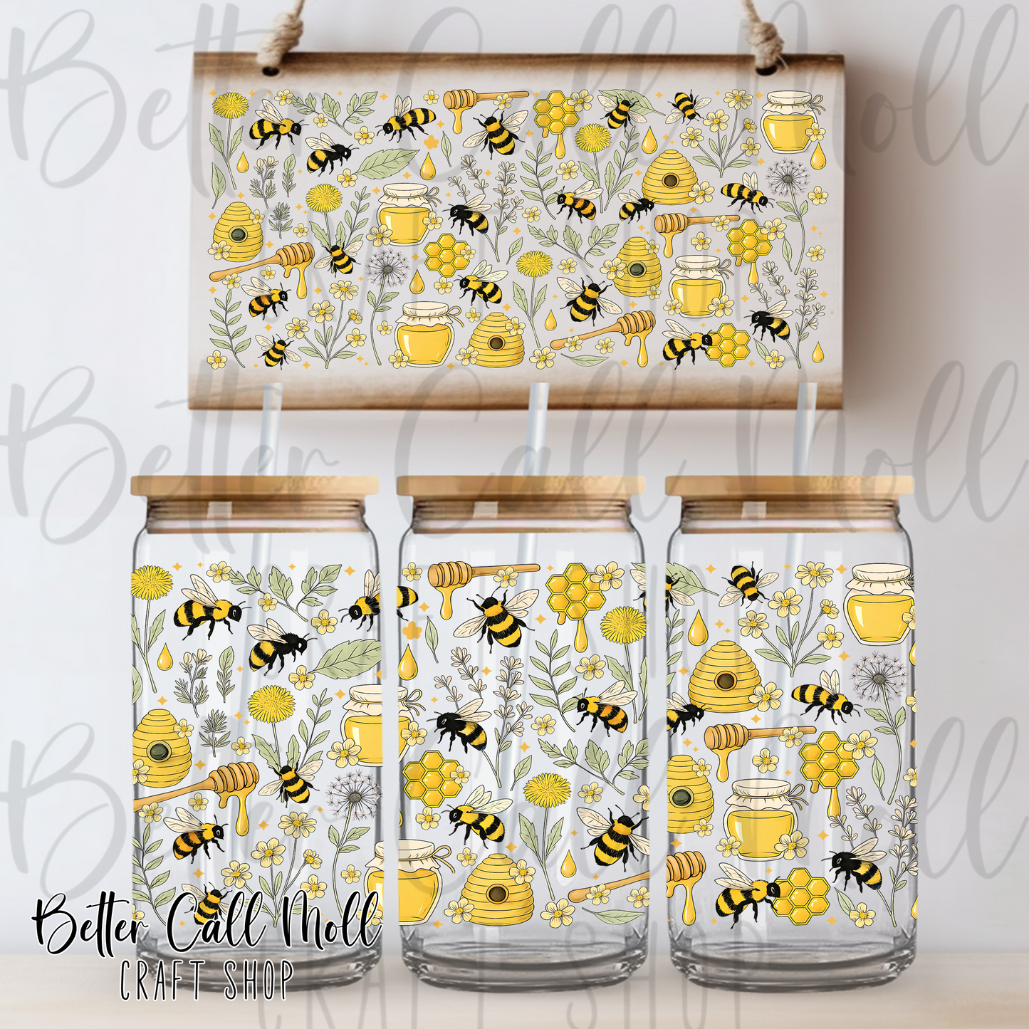 Honey Bees 3 UV DTF 16oz Tumbler Wrap