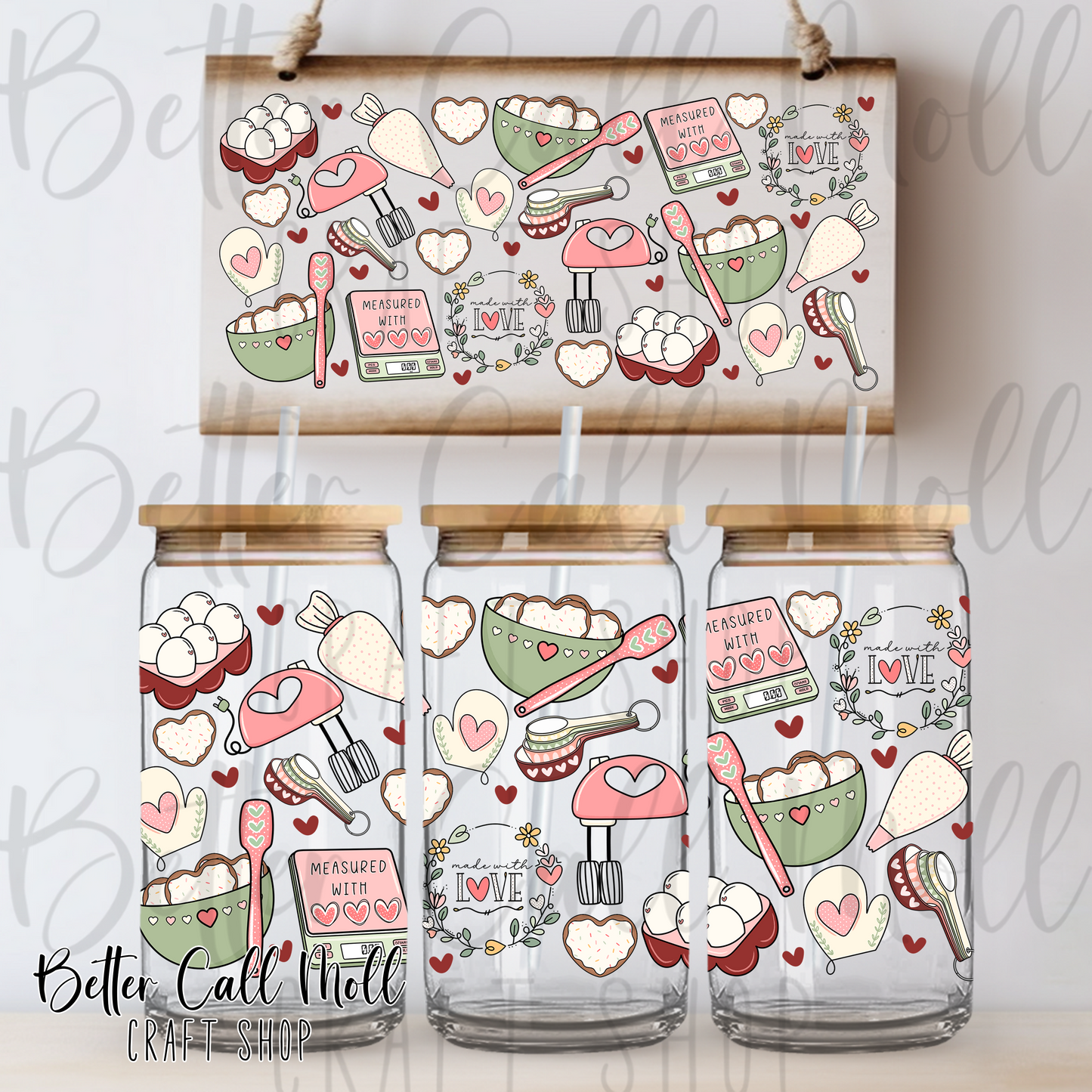 Baked With Love UV DTF 16oz Tumbler Wrap