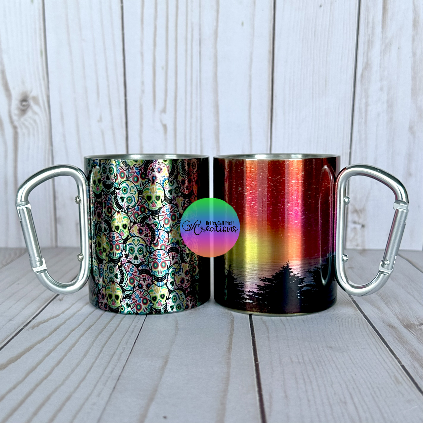 10oz Metallic Silver Carabiner Sublimation Mug