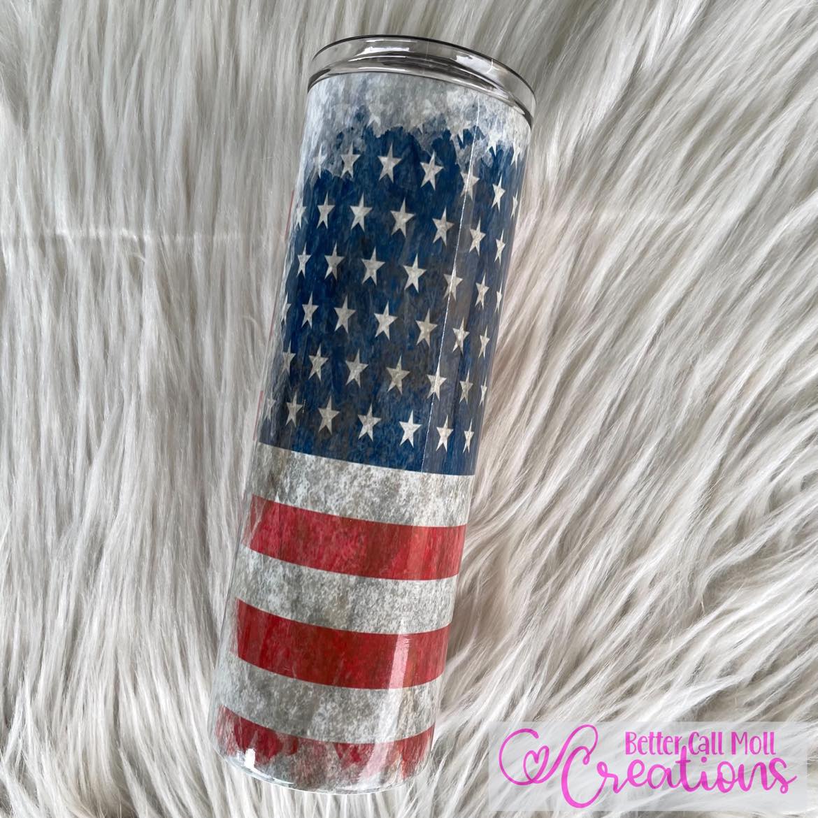 Distressed American Flag Digital Tumbler Wrap - Seamless