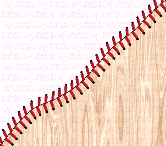 Baseball Laces and Wooden Bat Split Design Digital Tumbler Wrap - Seamless