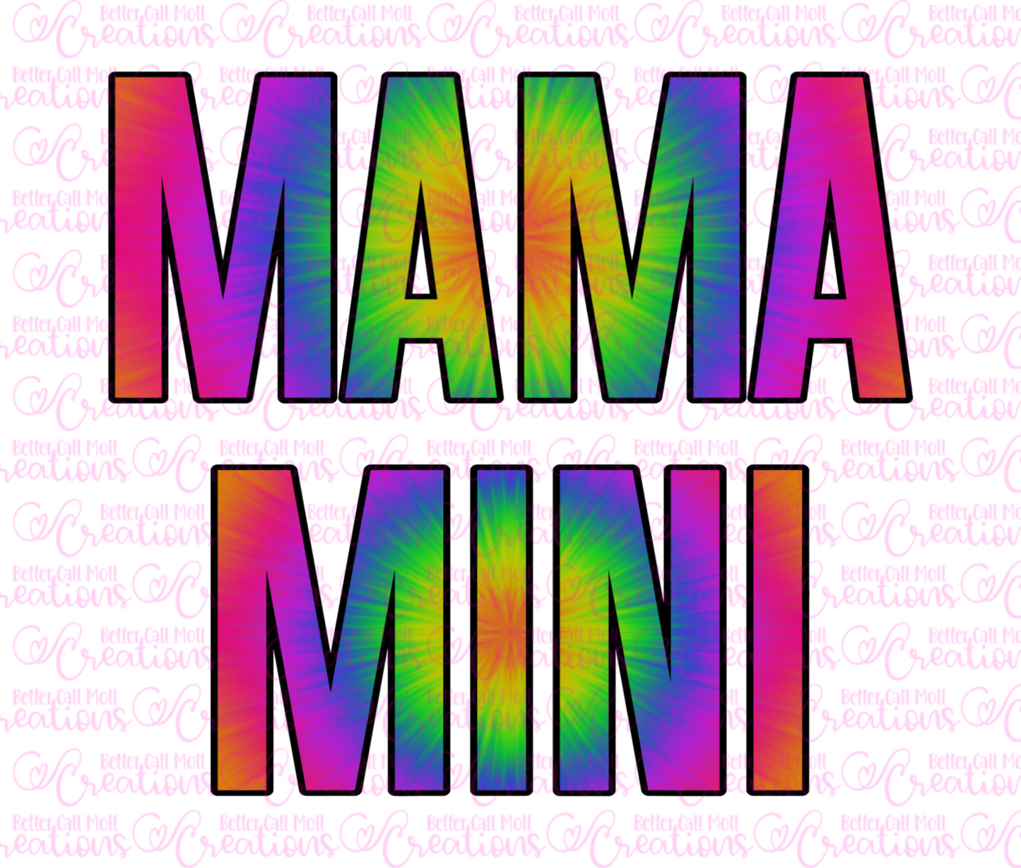 MAMA & MINI Tie Dye Rainbow Digital PNG Bundle