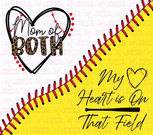Mom of Both Baseball and Softball Split Laces Design Digital Tumbler Wrap - Seamless