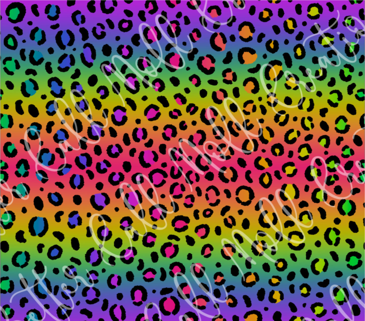 Rainbow Contrast Leopard Print Digital Tumbler Wrap - Seamless