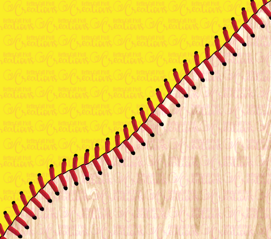 Softball Laces and Wooden Bat Split Design Digital Tumbler Wrap - Seamless