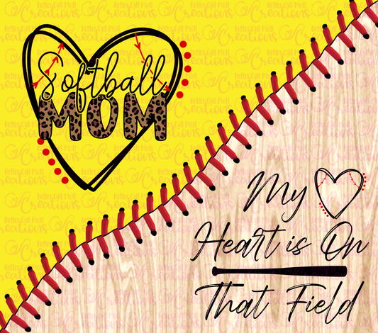 Softball Mom Laces and Wooden Bat Split Design Digital Tumbler Wrap - Seamless
