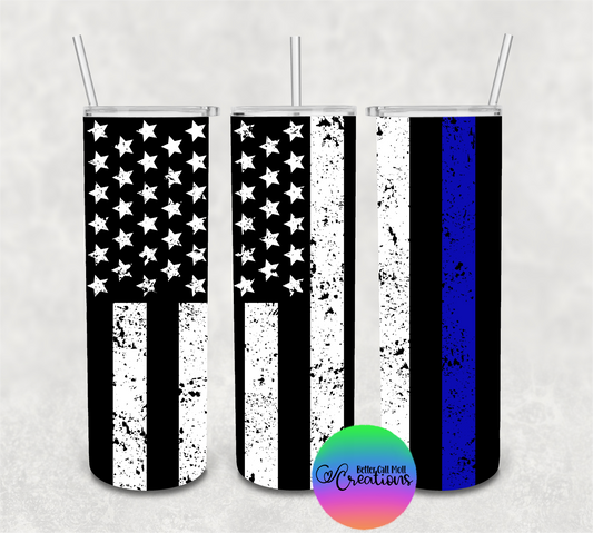 First Responders Distressed American Flag Digital Tumbler Wraps - Seamless