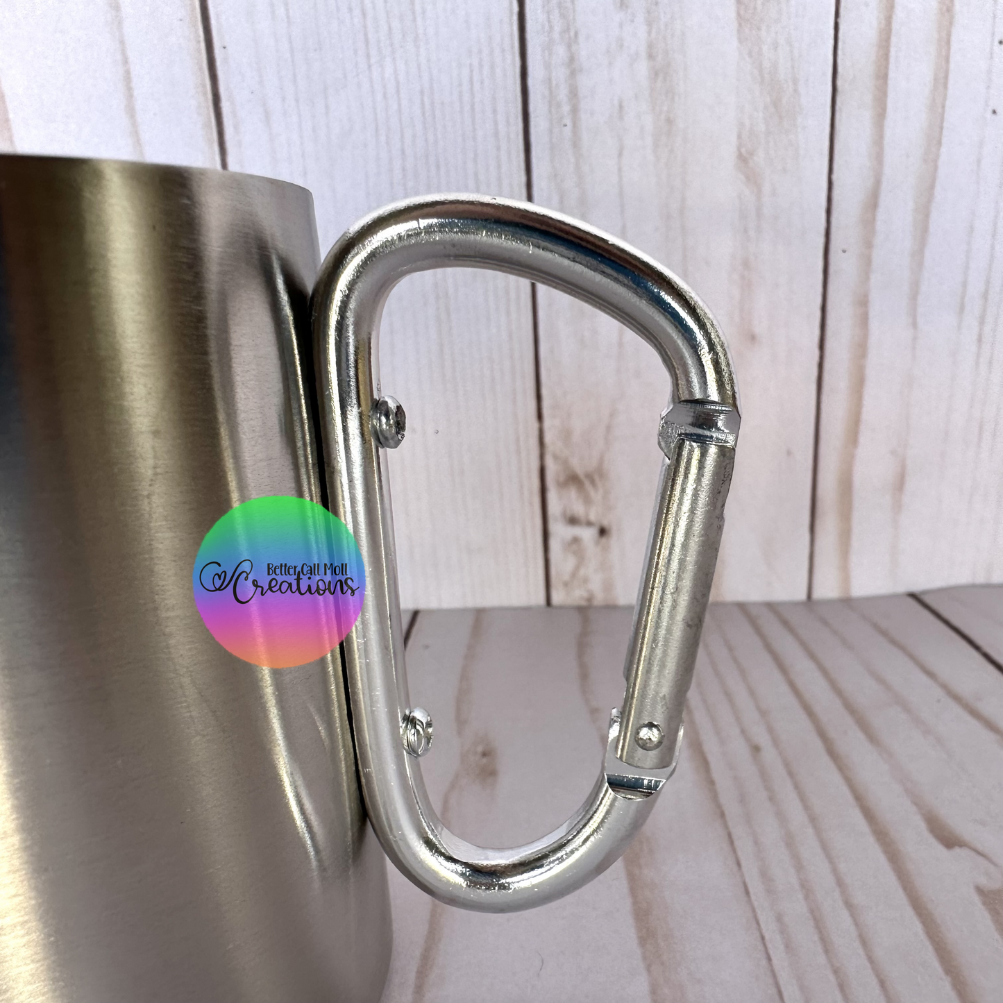 10oz Stainless Steel Carabiner Mug Tumbler - NOT FOR SUBLIMATION