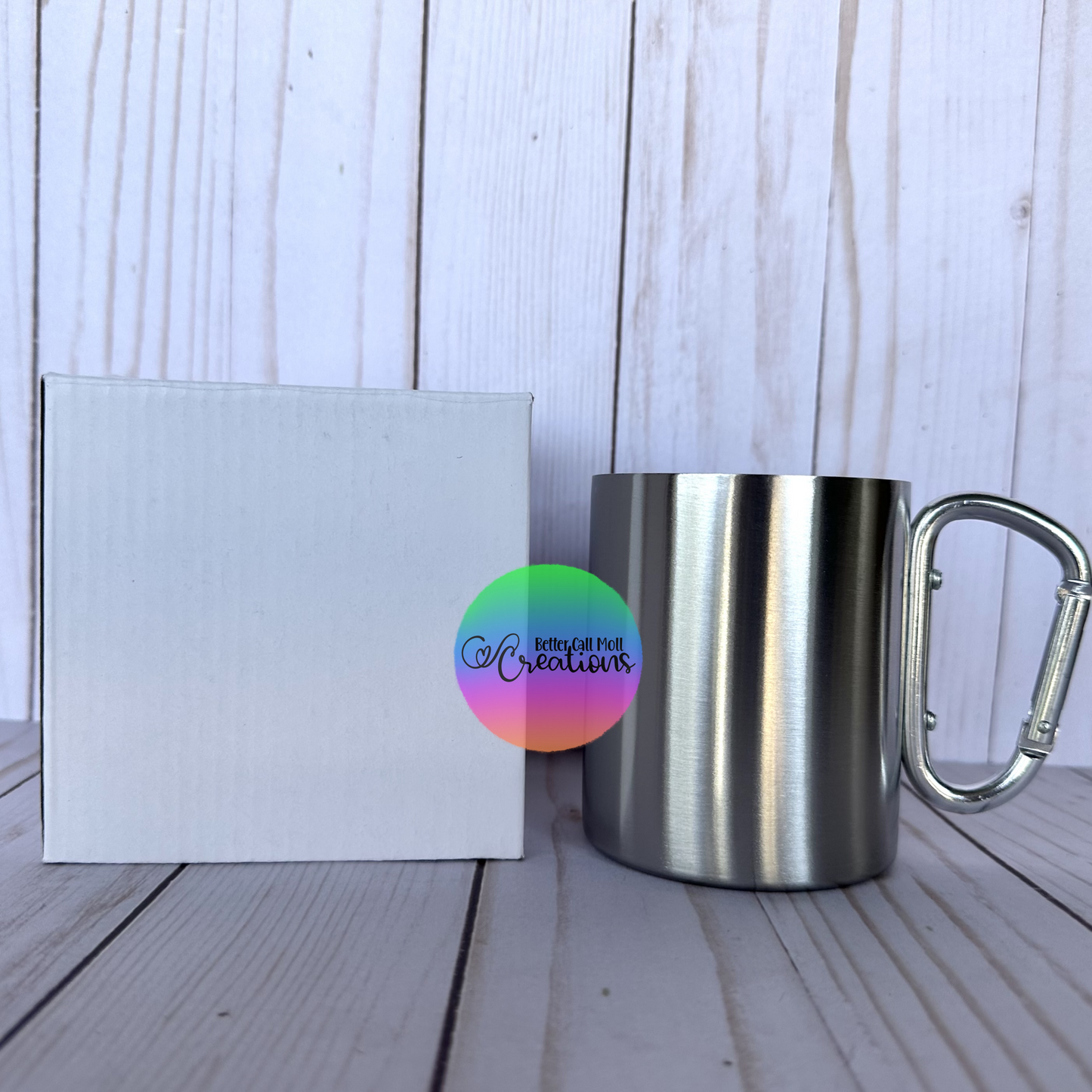 10oz Stainless Steel Carabiner Mug Tumbler - NOT FOR SUBLIMATION