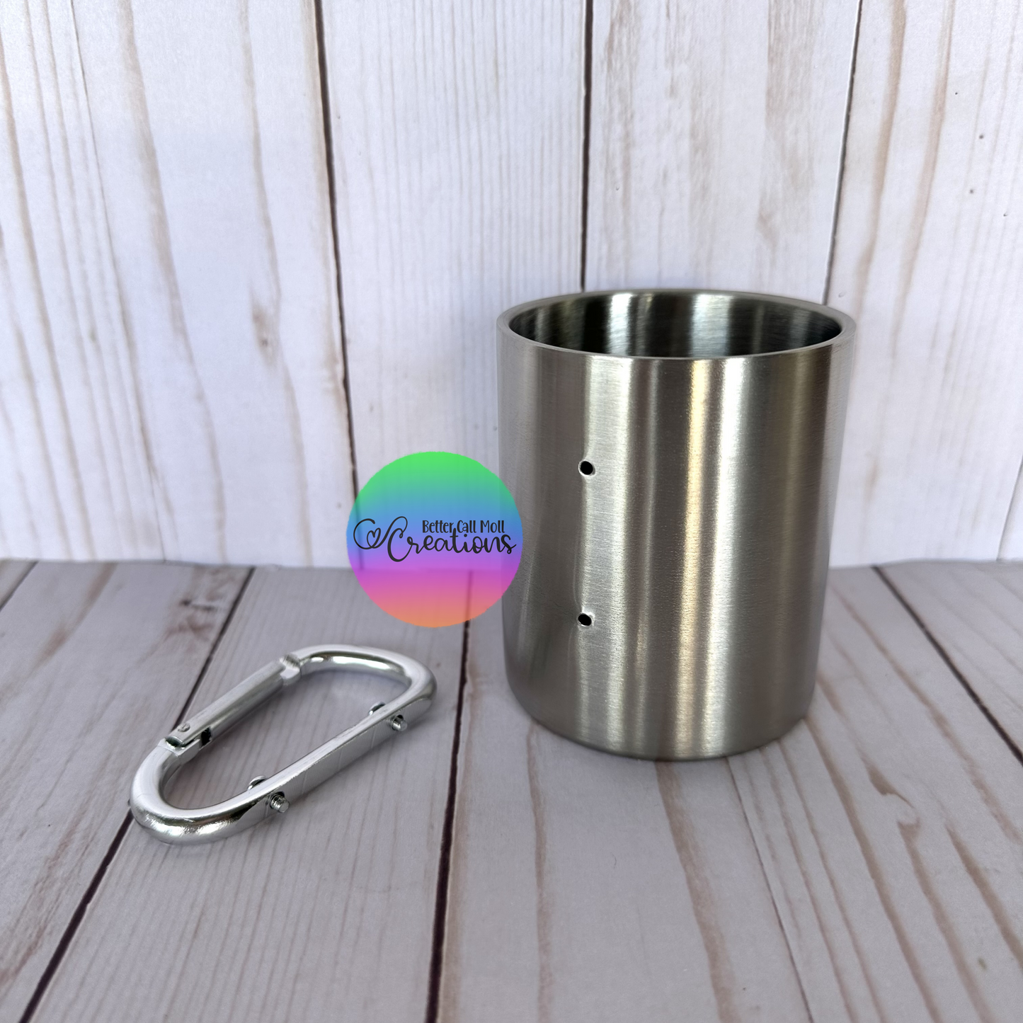 10oz Stainless Steel Carabiner Mug Tumbler - NOT FOR SUBLIMATION