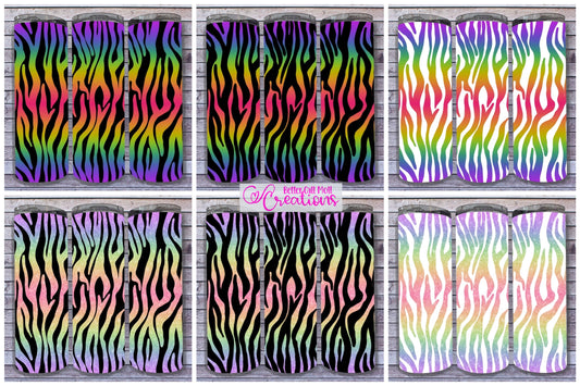 18 Rainbow Zebra Print Digital Tumbler Wrap - Seamless