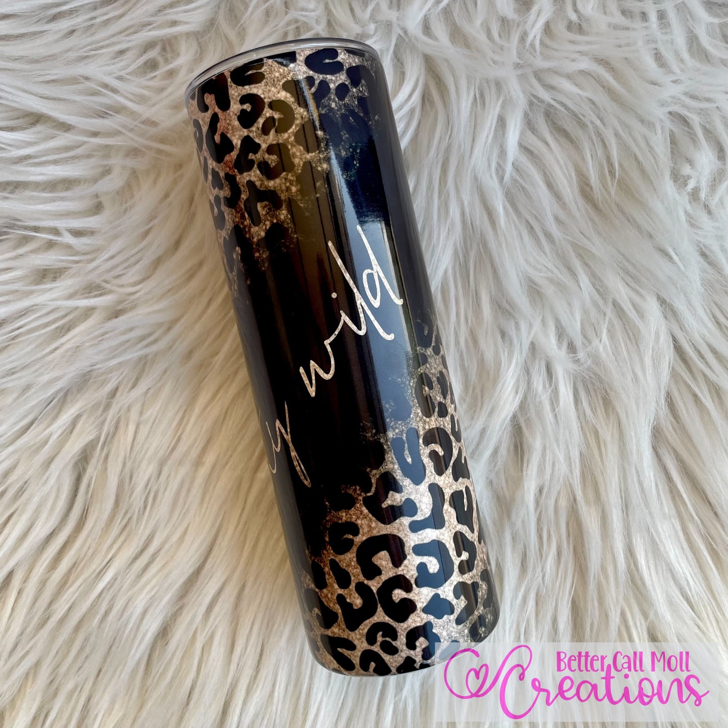 Stay Wild Glitter and Leopard Print Digital Tumbler Wrap - Seamless
