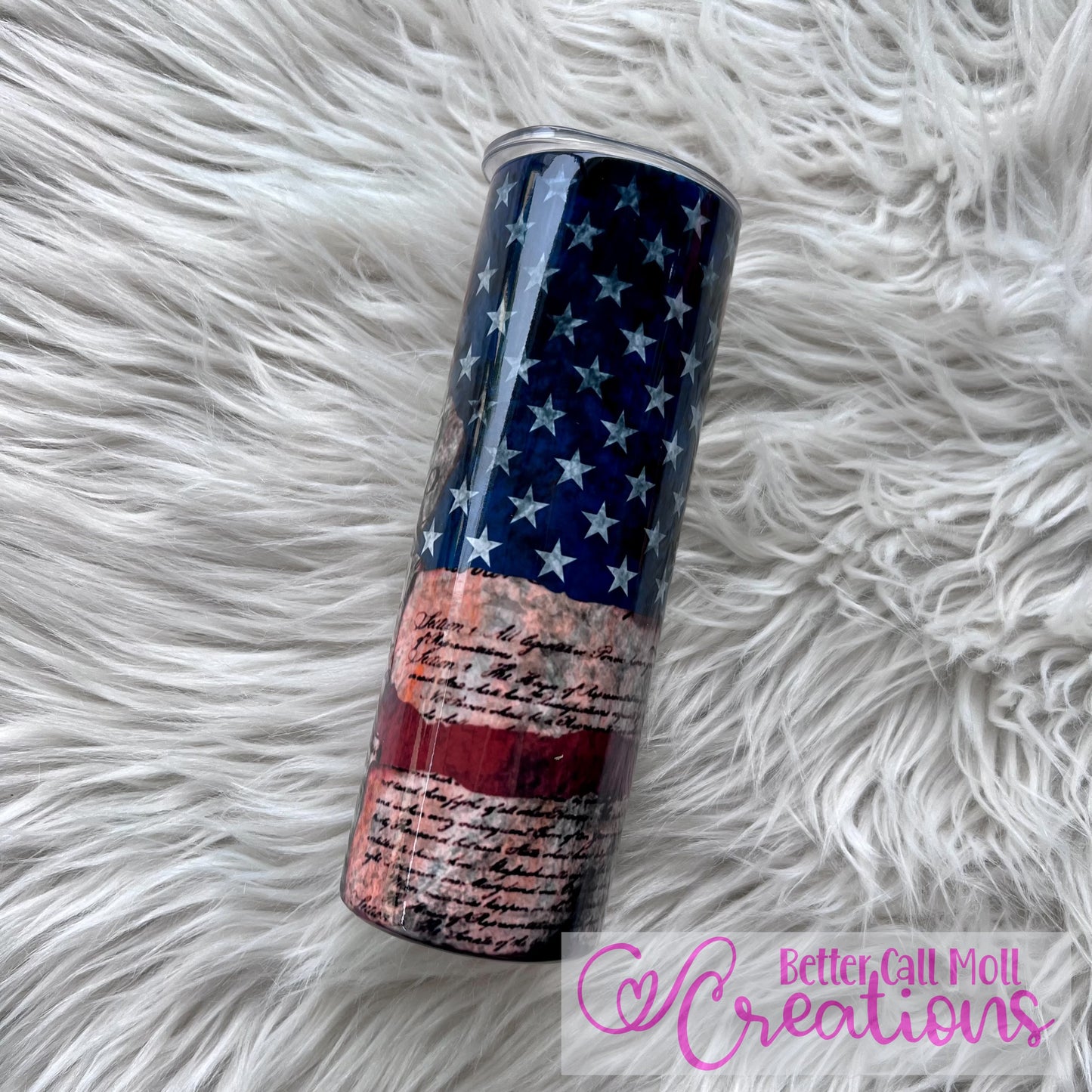 We The People Constitution Distressed American Flag Digital Tumbler Wrap - Seamless