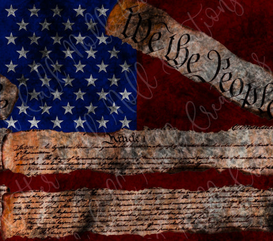 We The People Constitution Distressed American Flag Digital Tumbler Wrap - Seamless