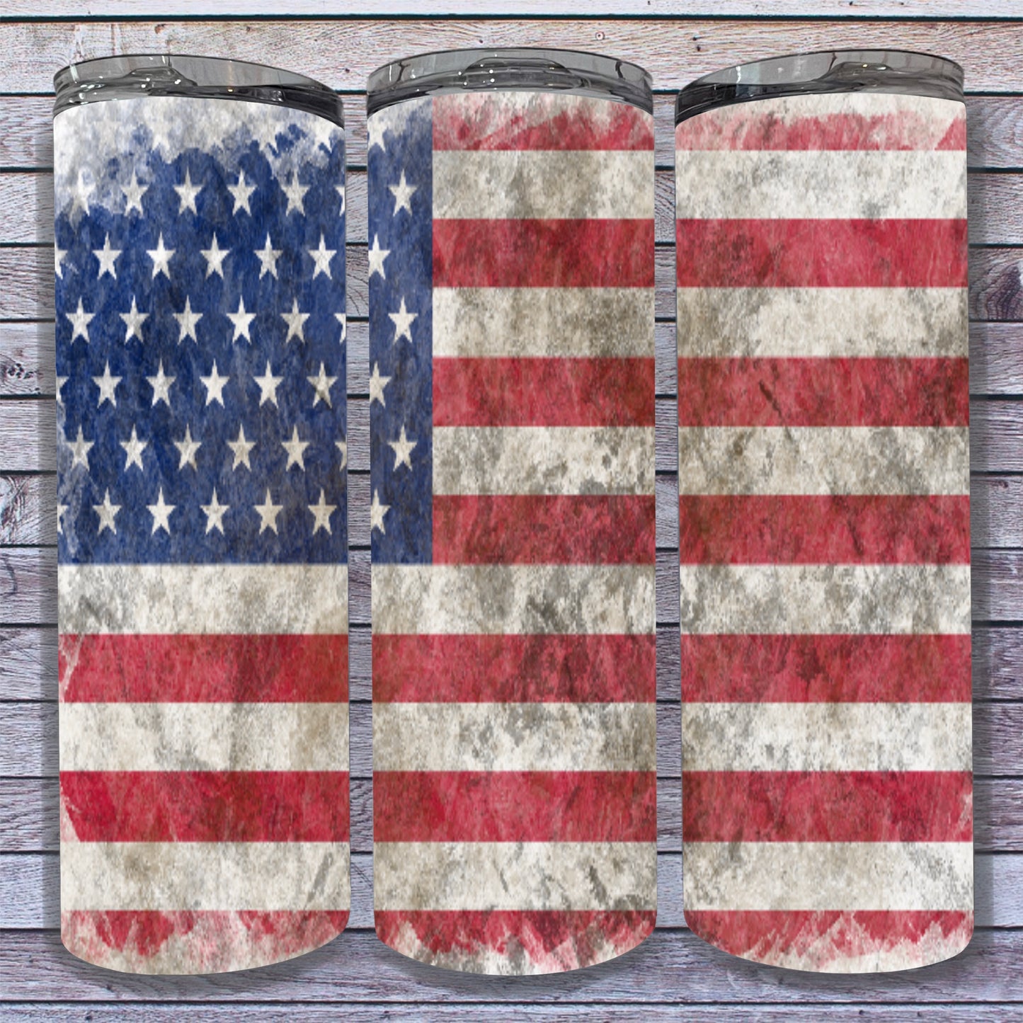 Distressed American Flag Digital Tumbler Wrap - Seamless