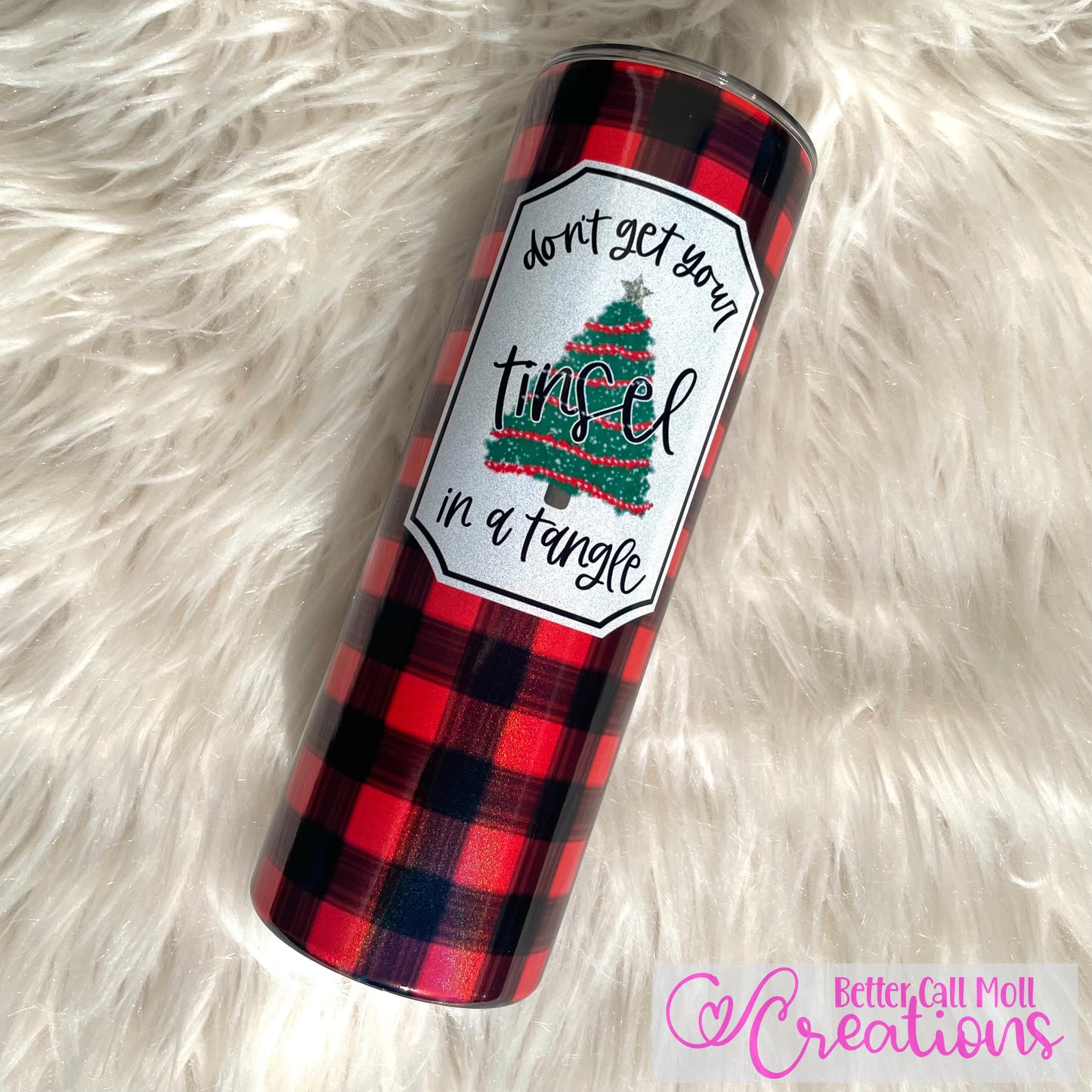 Don’t Get Your Tinsel in a Tangle Plaid Digital Tumbler Wrap - Seamless