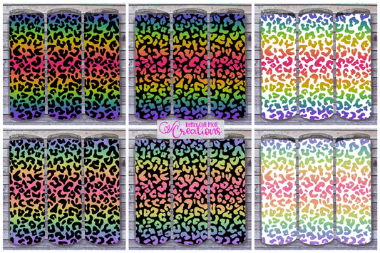 18 Rainbow Leopard Print  Digital Tumbler Wraps - Seamless