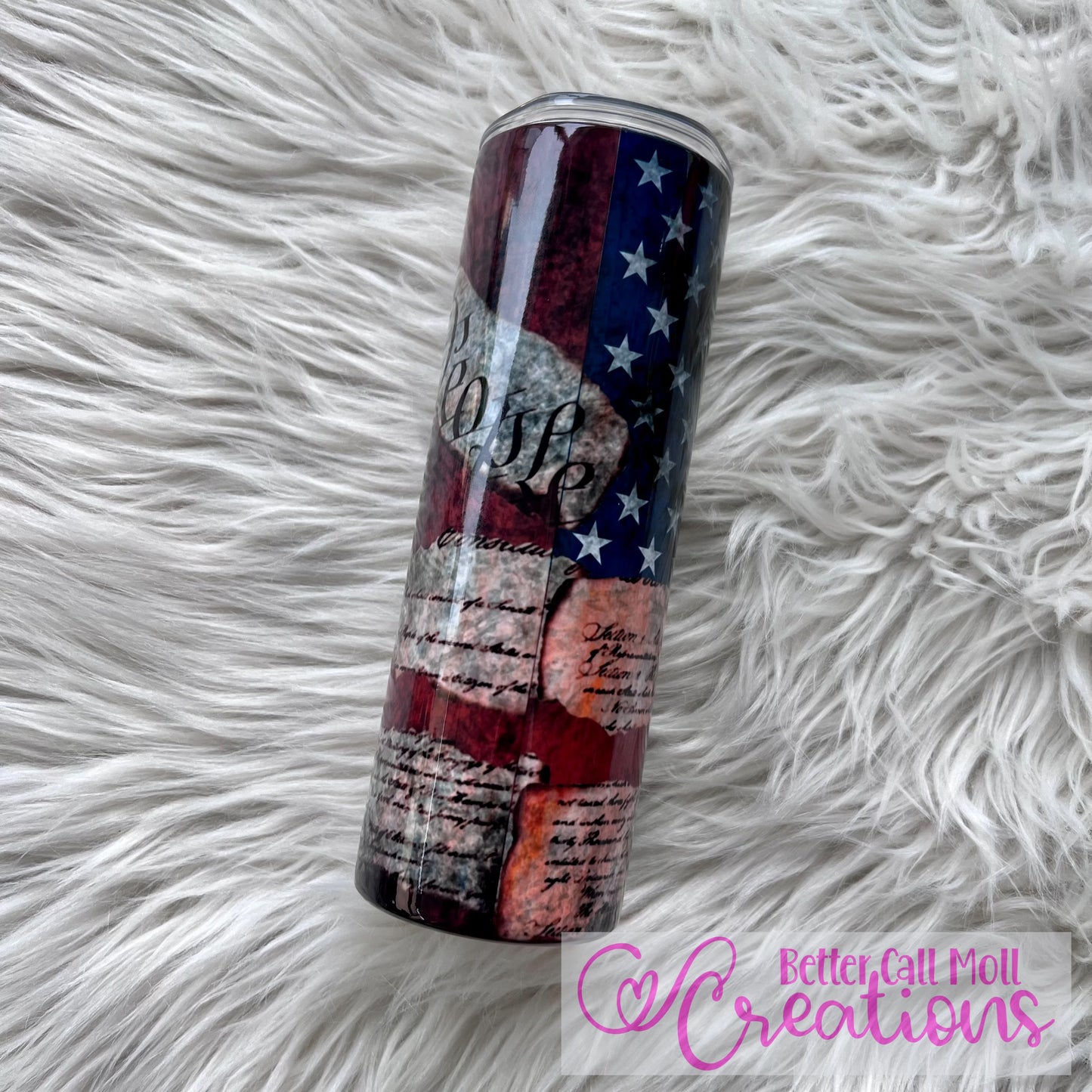 We The People Constitution Distressed American Flag Digital Tumbler Wrap - Seamless