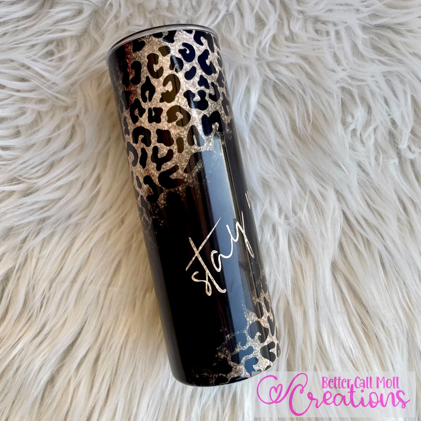 Stay Wild Glitter and Leopard Print Digital Tumbler Wrap - Seamless