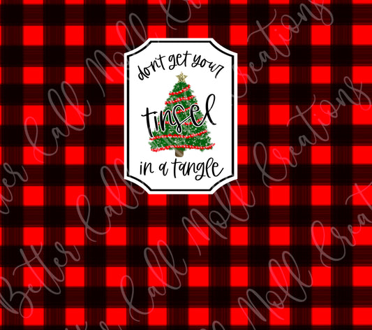 Don’t Get Your Tinsel in a Tangle Plaid Digital Tumbler Wrap - Seamless