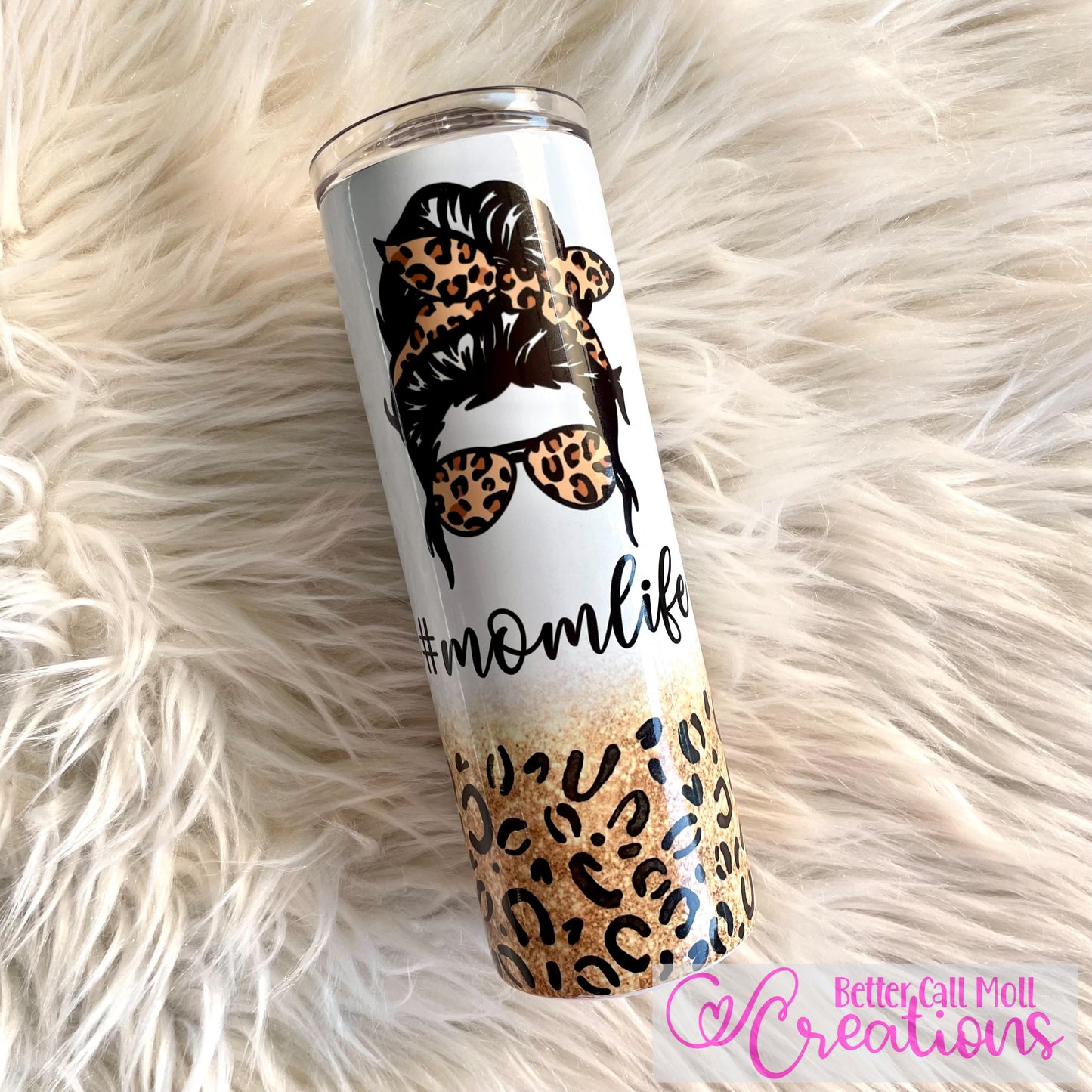 Momlife Leopard Print Digital Tumbler Wrap - Seamless