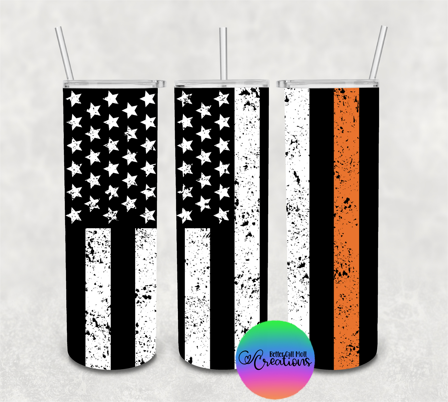 First Responders Distressed American Flag Digital Tumbler Wraps - Seamless
