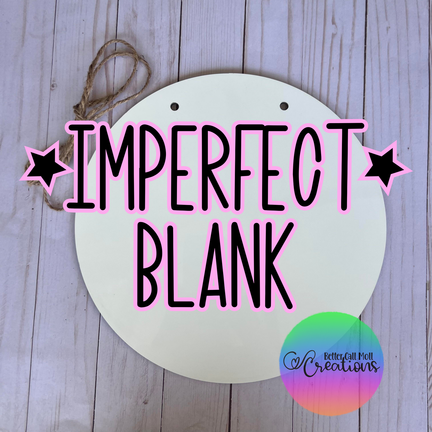 *IMPERFECT* 11.8" Round Door Sign MDF Sublimation Blank with Rope