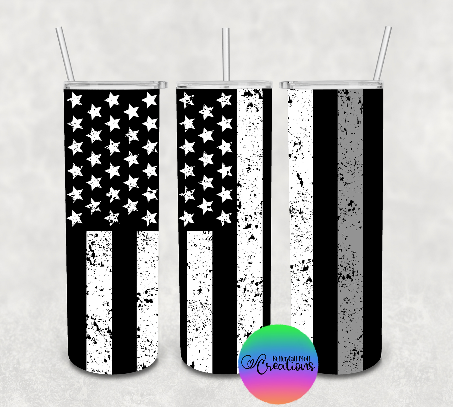 First Responders Distressed American Flag Digital Tumbler Wraps - Seamless