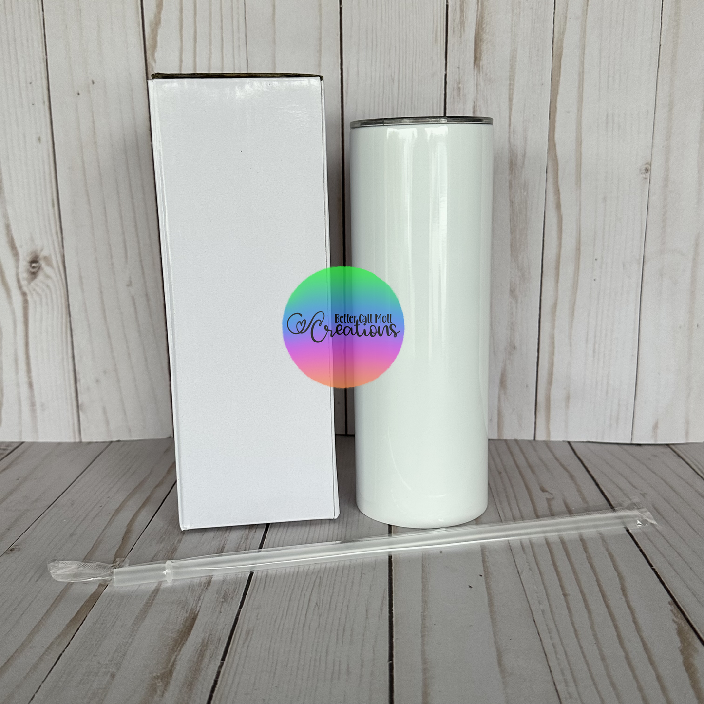 20oz Glossy FLAT EDGE Skinny Sublimation Tumbler