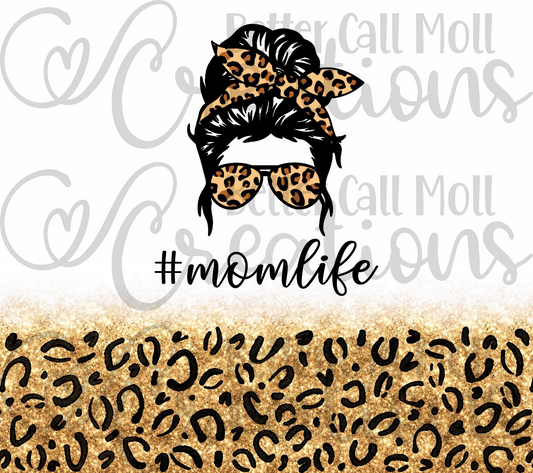 Momlife Leopard Print Digital Tumbler Wrap - Seamless