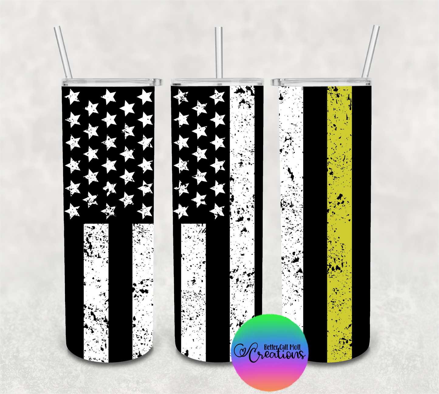 First Responders Distressed American Flag Digital Tumbler Wraps - Seamless