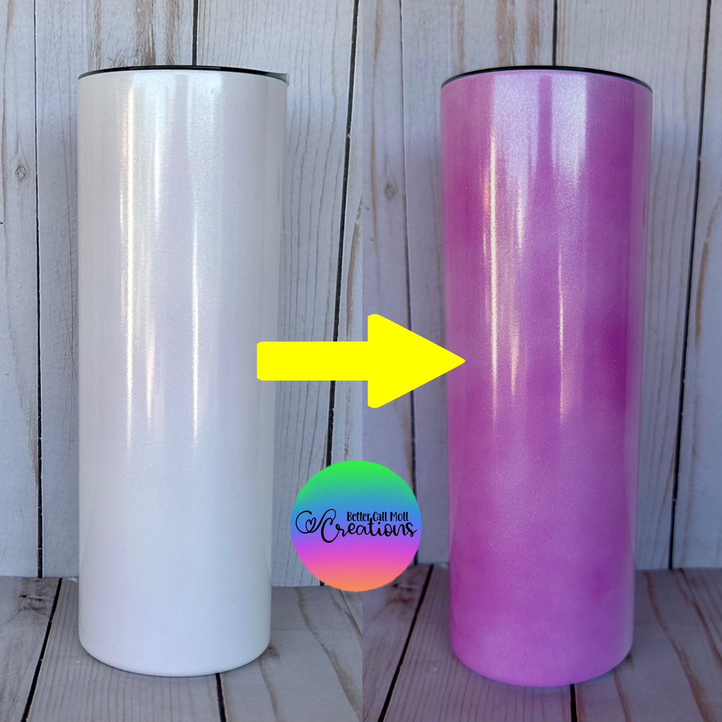 20oz UV Reactive Sparkle Skinny Sublimation Tumbler