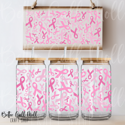 Breast Cancer Ribbons UV DTF 16oz Tumbler Wrap