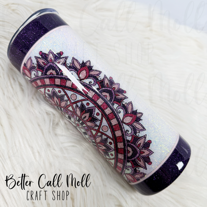 20oz Glitter Mandala Insulated Stainless Steel Coated Tumbler