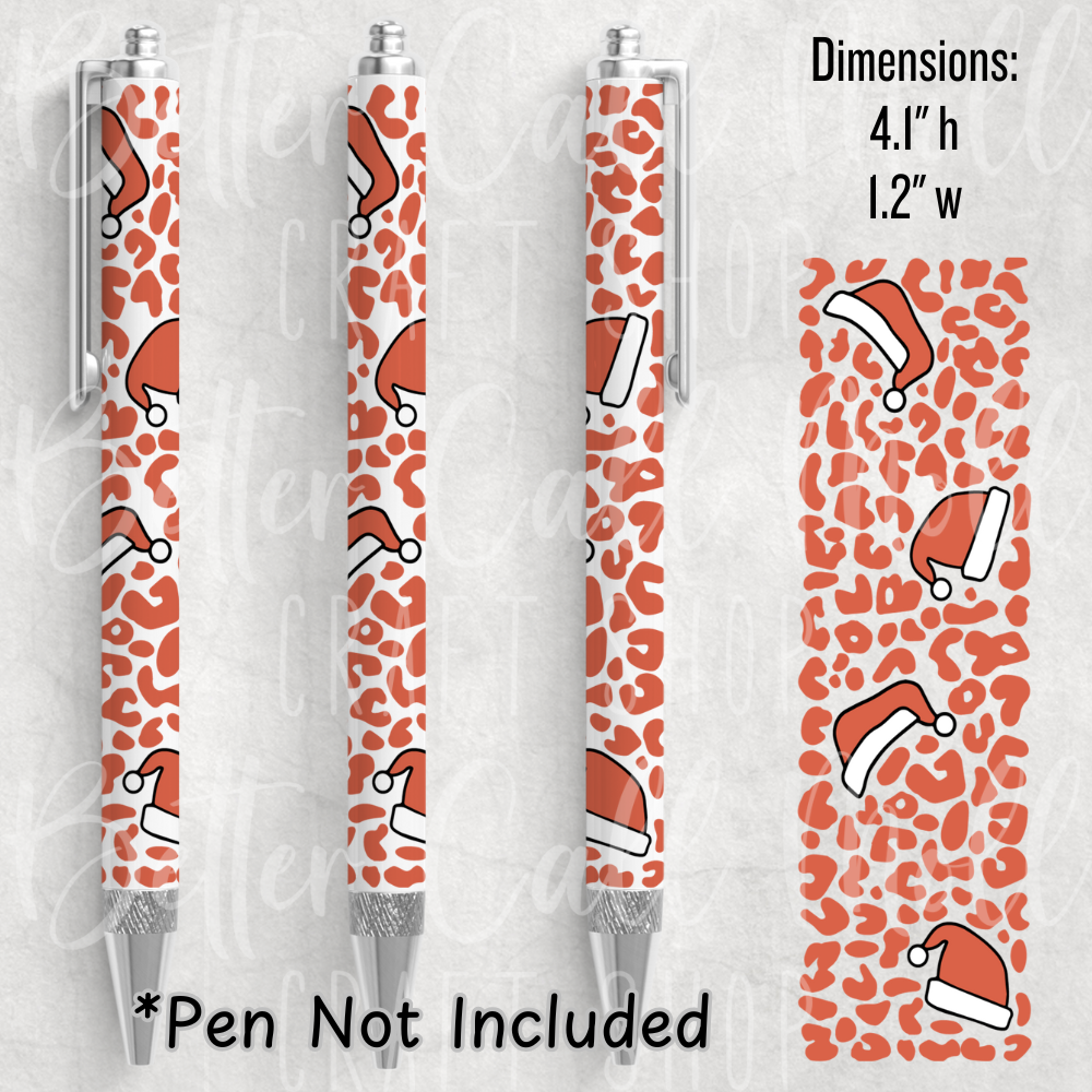 *CLEARANCE* Leopard Print Santa Hats UV DTF Pen Wrap