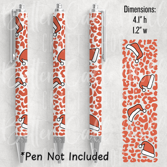 *CLEARANCE* Leopard Print Santa Hats UV DTF Pen Wrap