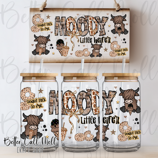 Moody Little Heifer UV DTF 16oz Tumbler Wrap
