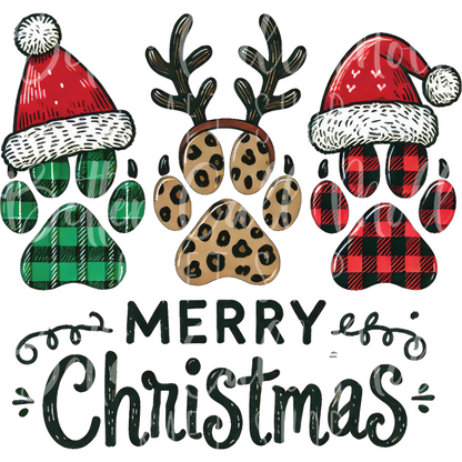 D146 - Puppy Paw Merry Christmas UV DTF Decal