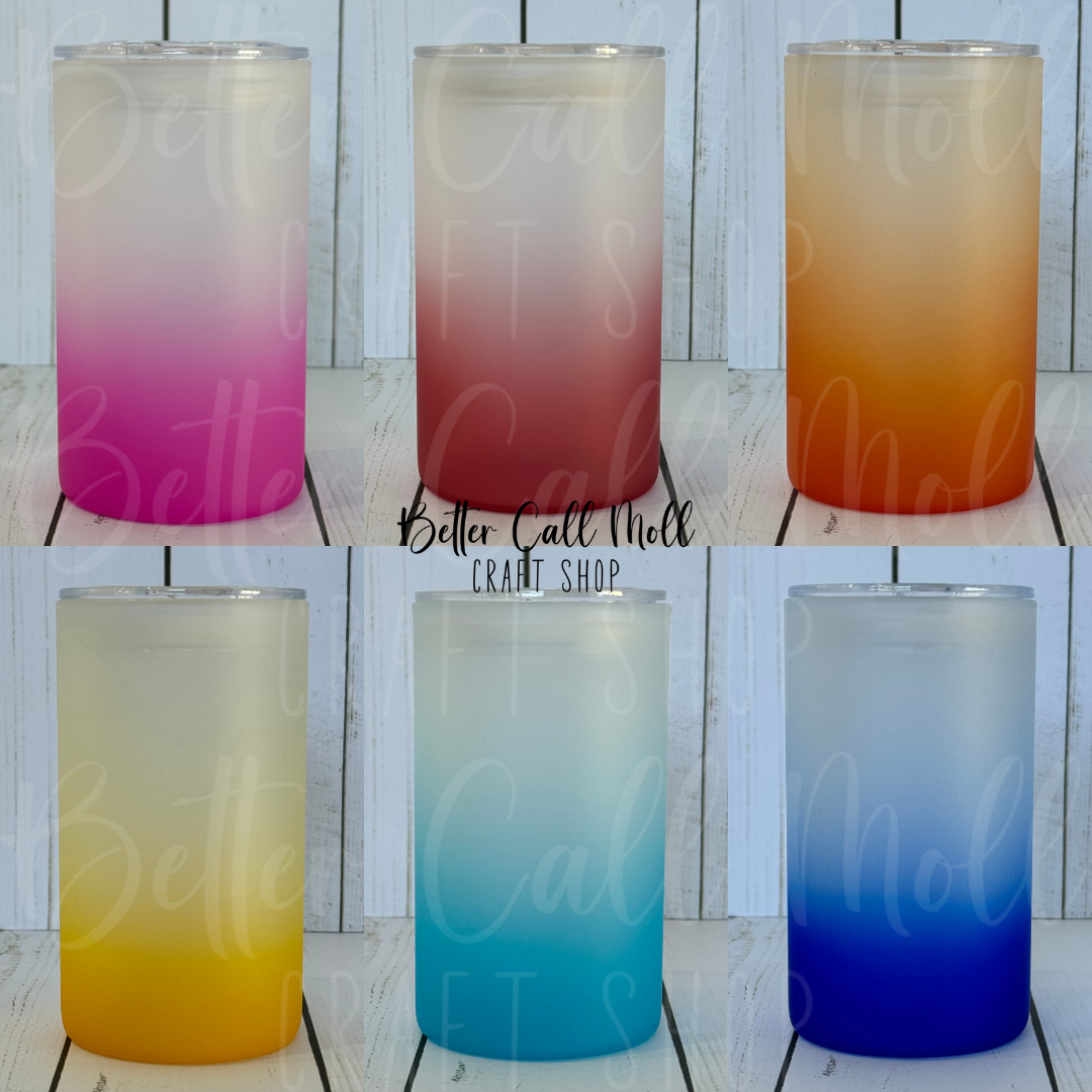 16oz STRAIGHT Frosted Ombre Glass Sublimation Tumbler