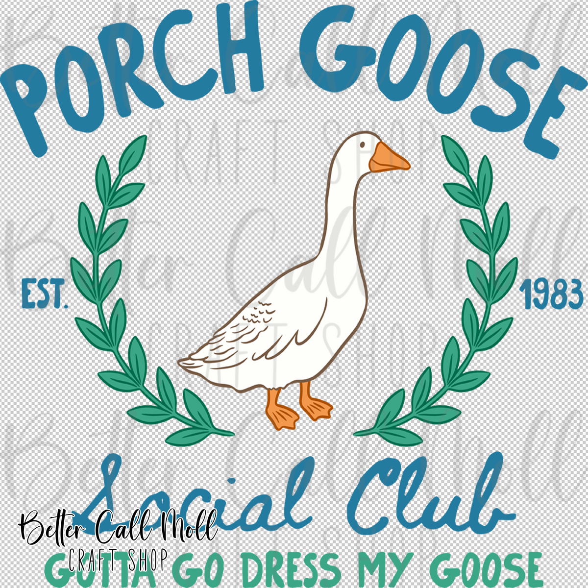 Porch Goose Social Club UV DTF Decal