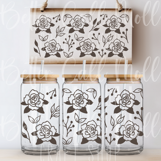 W008 - Roses UV DTF 16oz Tumbler Wrap