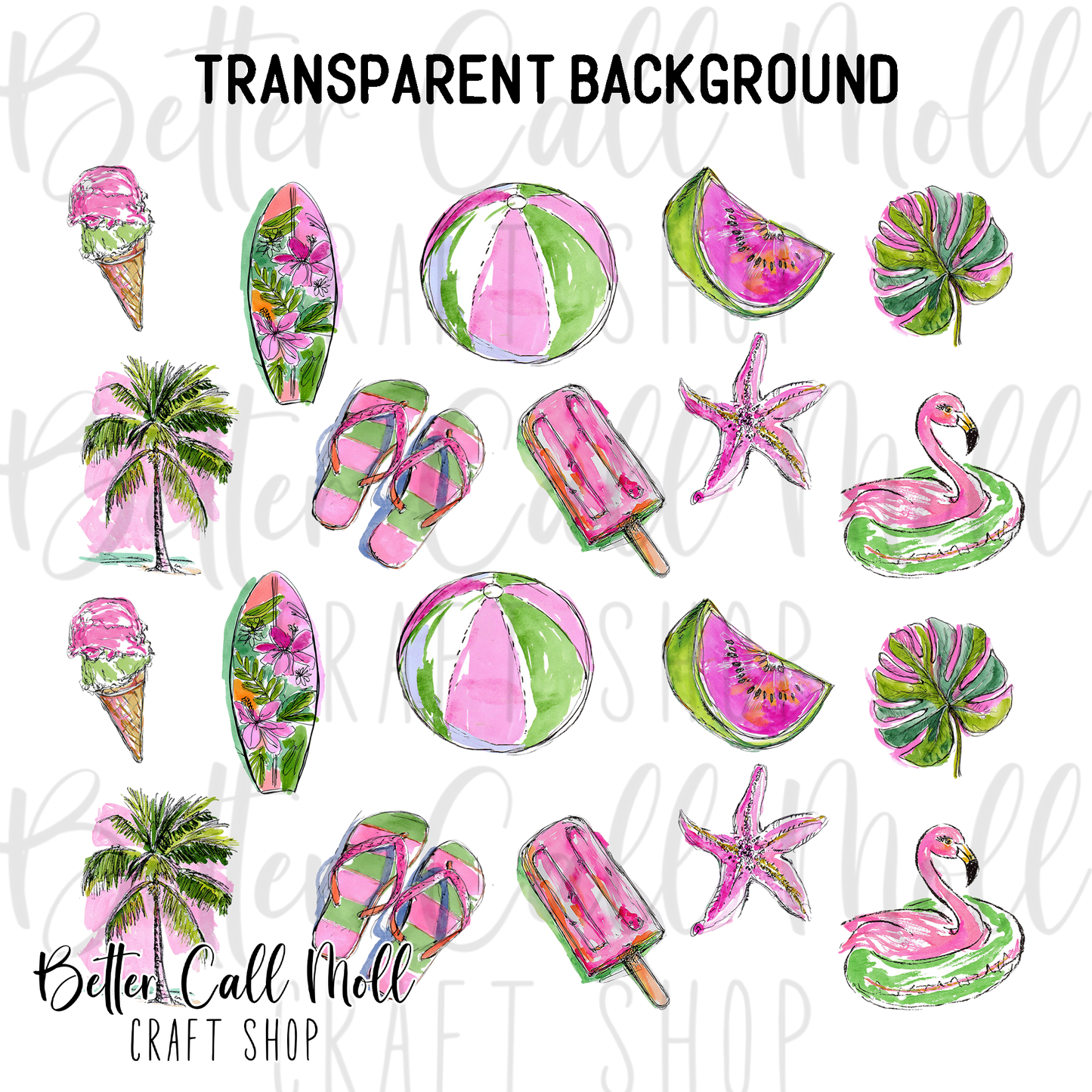Pink and Green Summer UV DTF 20/30oz Skinny Tumbler Wrap