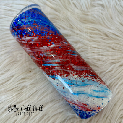 20oz Glitter Patriotic Sunflowers Insulated Stainless Steel Coated Tumbler