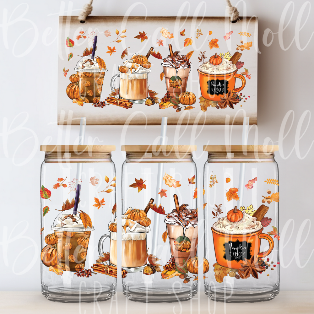 Autumn Drinks UV DTF 16oz Tumbler Wrap