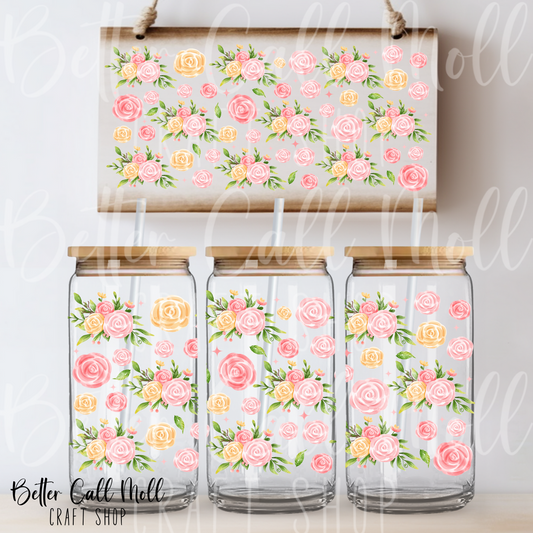 Roses UV DTF 16oz Tumbler Wrap